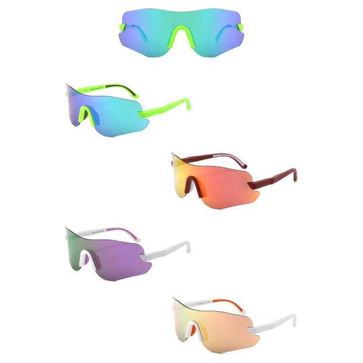 Lunettes de soleil monobloc sport sans monture à écran miroir pour la vente par Cramilo Eyewear