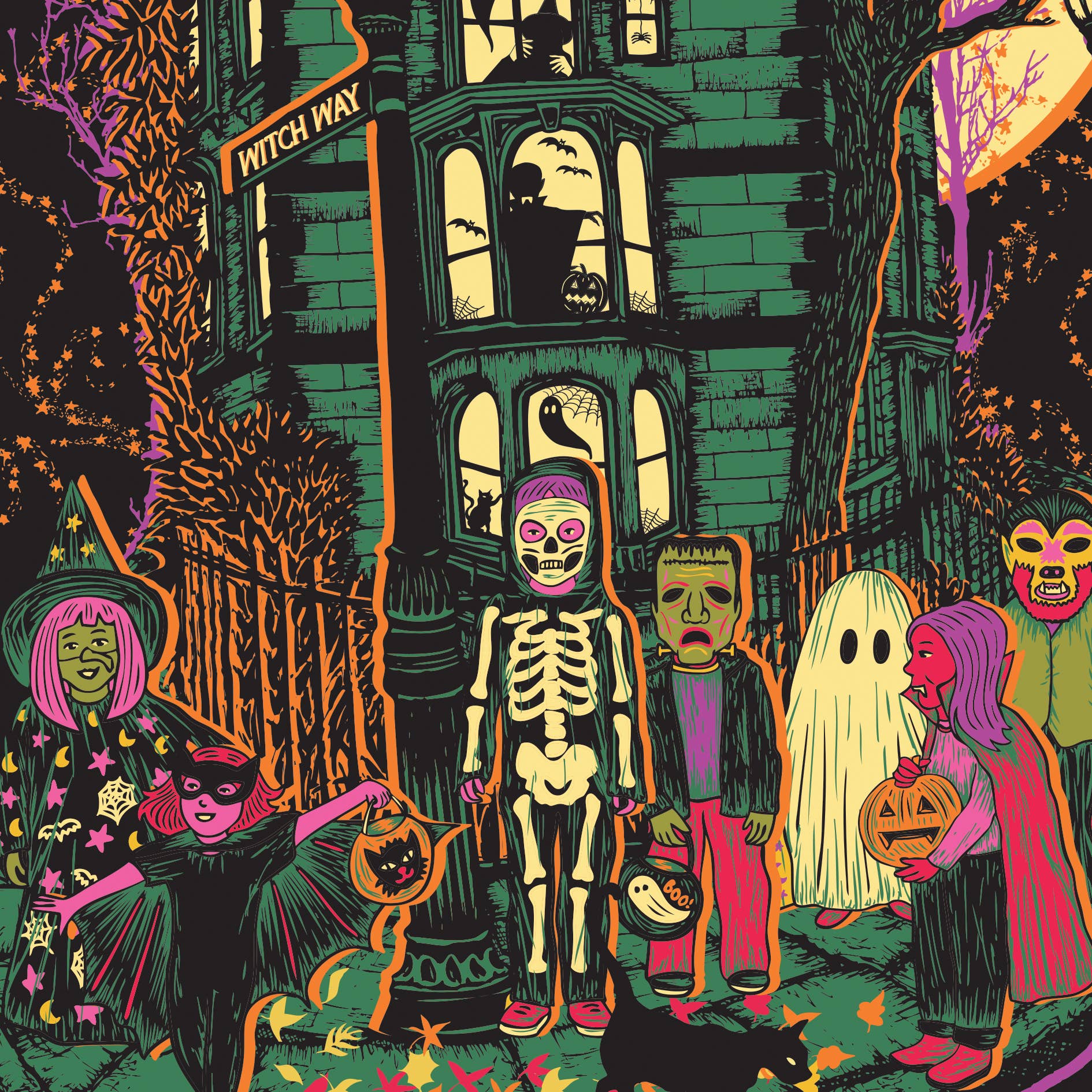 Lost Plots - Wholesale Art Print - Trick Or Treat Print - Haunted House Poster - Halloween2