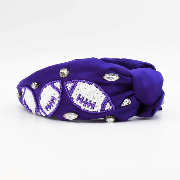 Paars/witte voetbalhoofdband voor wholesale door Treasure Jewels Inc.