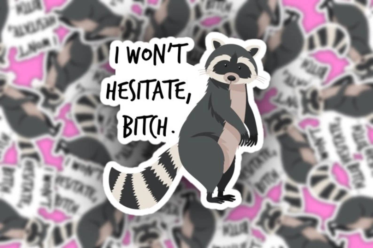 Pretty Toxic Stickers - Wholesale Sticker - Raccoon Vine Sticker - I Won’t Hesitate Bitch