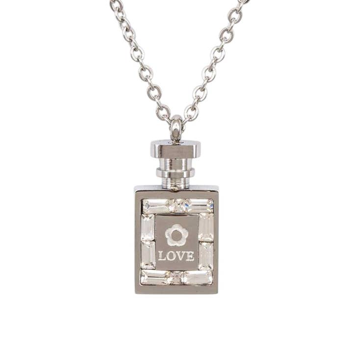 LA Jewelry Plaza - Wholesale Pendant/Charm Necklace - Stainless Steel LOVE Perfume Bottle Pendant Necklace
