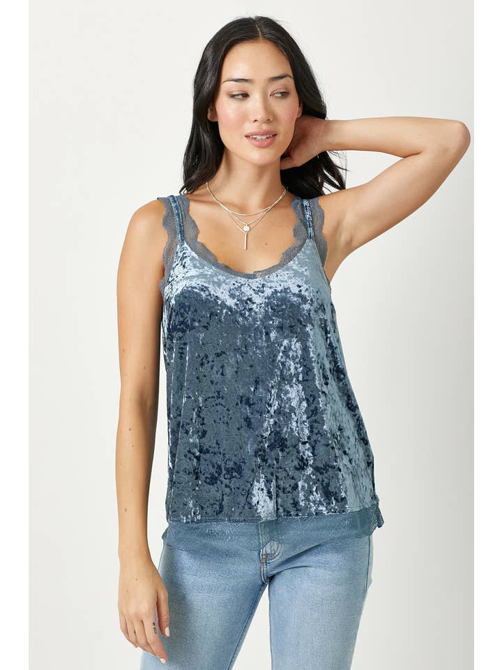 Mystree - Wholesale Camisole - Women's - 60372 Lace Trim Edge Velvet Cami21