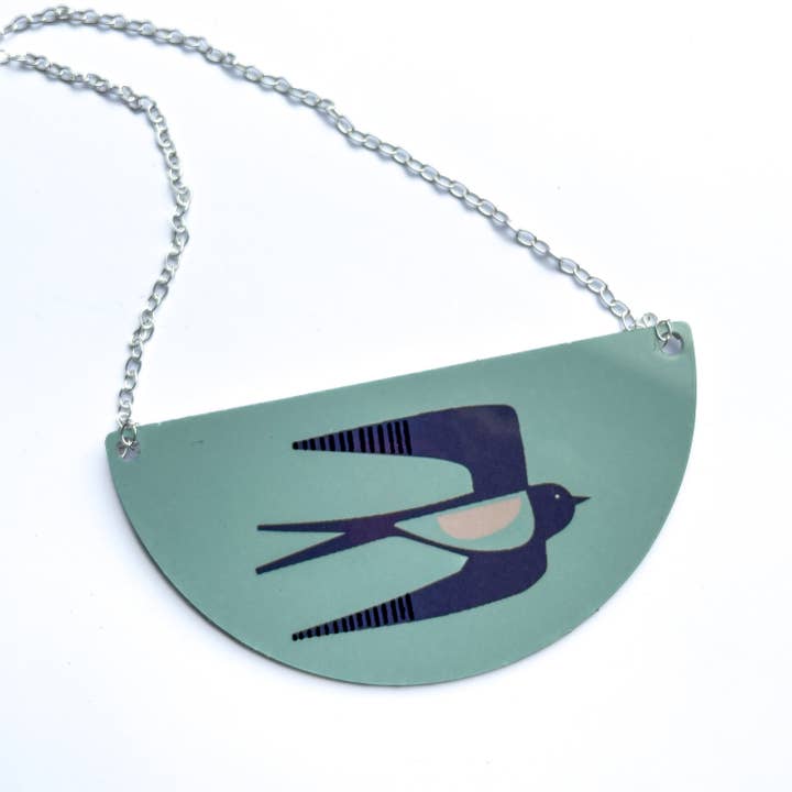 Large Swallow Necklace - Light Teal (New) for wholesale by Jenni Douglas Designs