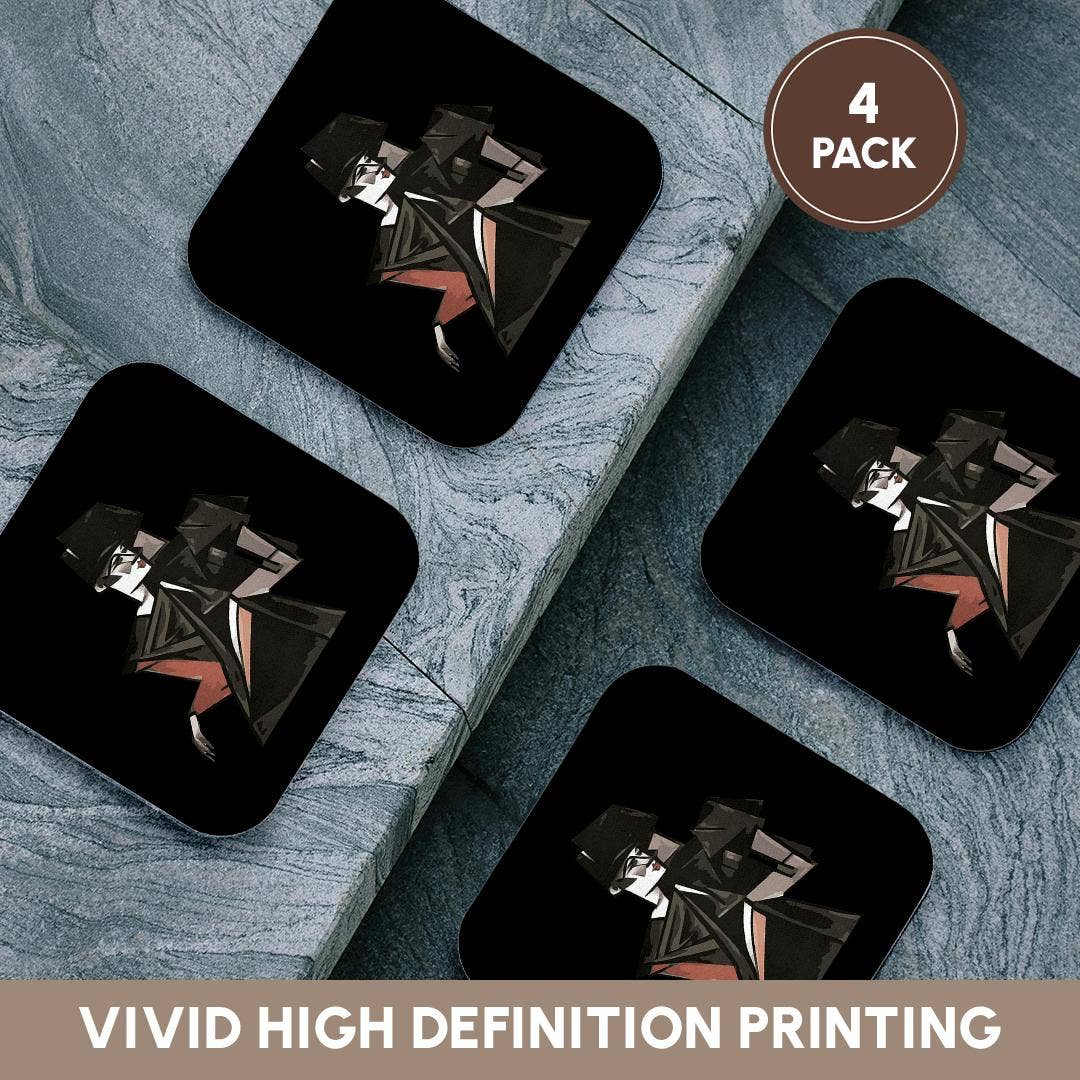 3dRose - Wholesale Coasters - 3dRose, Goth Girl Dancing Geometric Abstract Art Cut Out, Coaster12