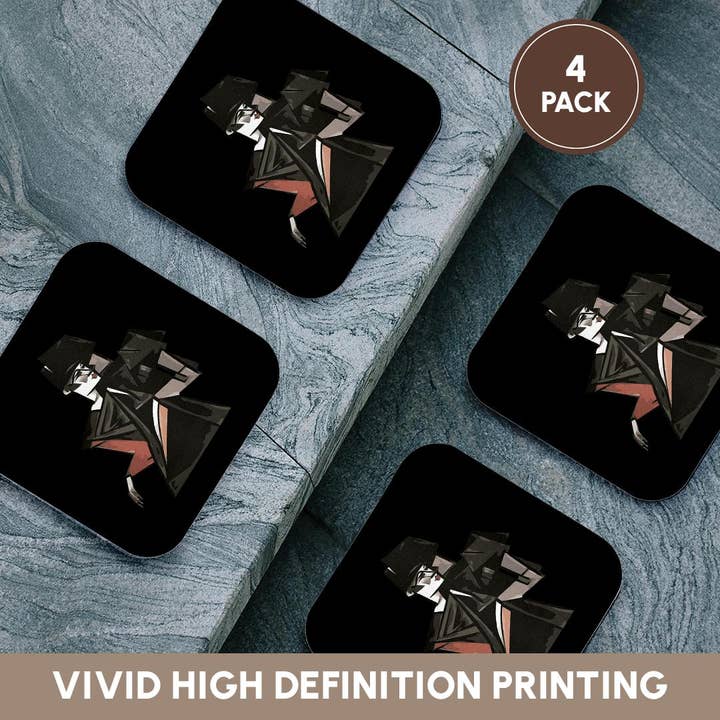 3dRose - Wholesale Coasters - 3dRose, Goth Girl Dancing Geometric Abstract Art Cut Out, Coaster12