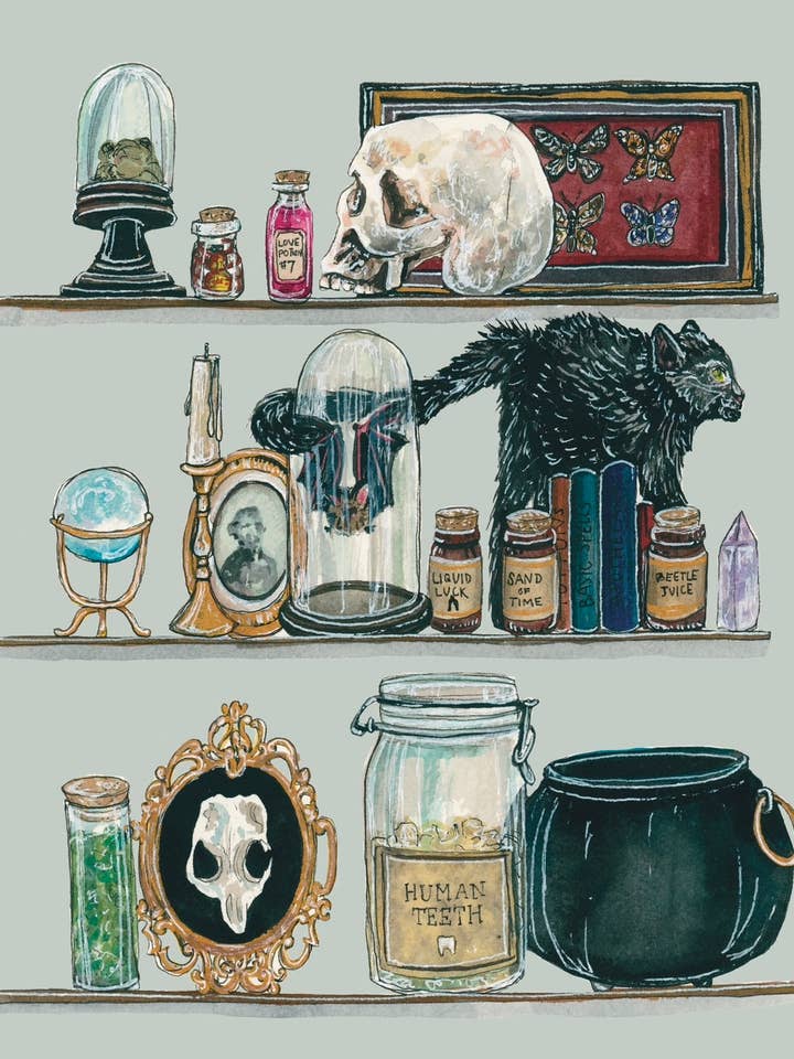 Halloween Art Print- Spooky Shelves for wholesale by artxnikki