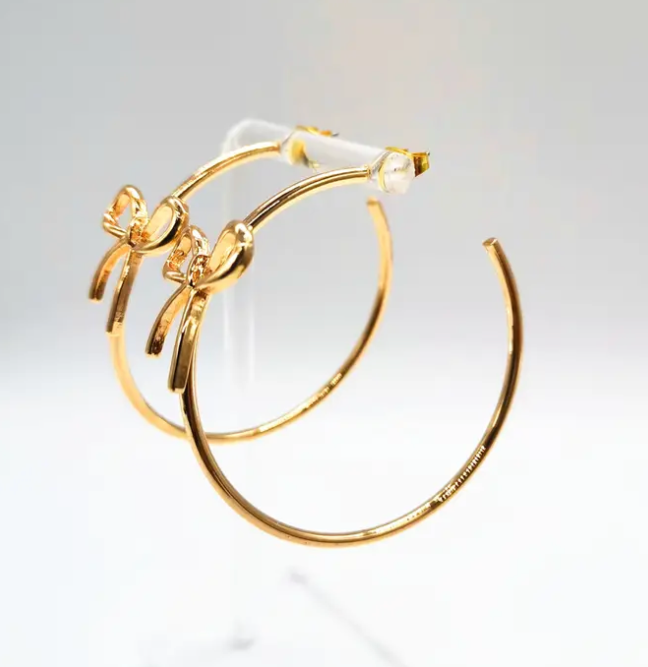 Everly Yours - Wholesale Hoop Earrings - 14K Gold Bow Hoop Earring, Cute Boho Chic Big Hoops 2