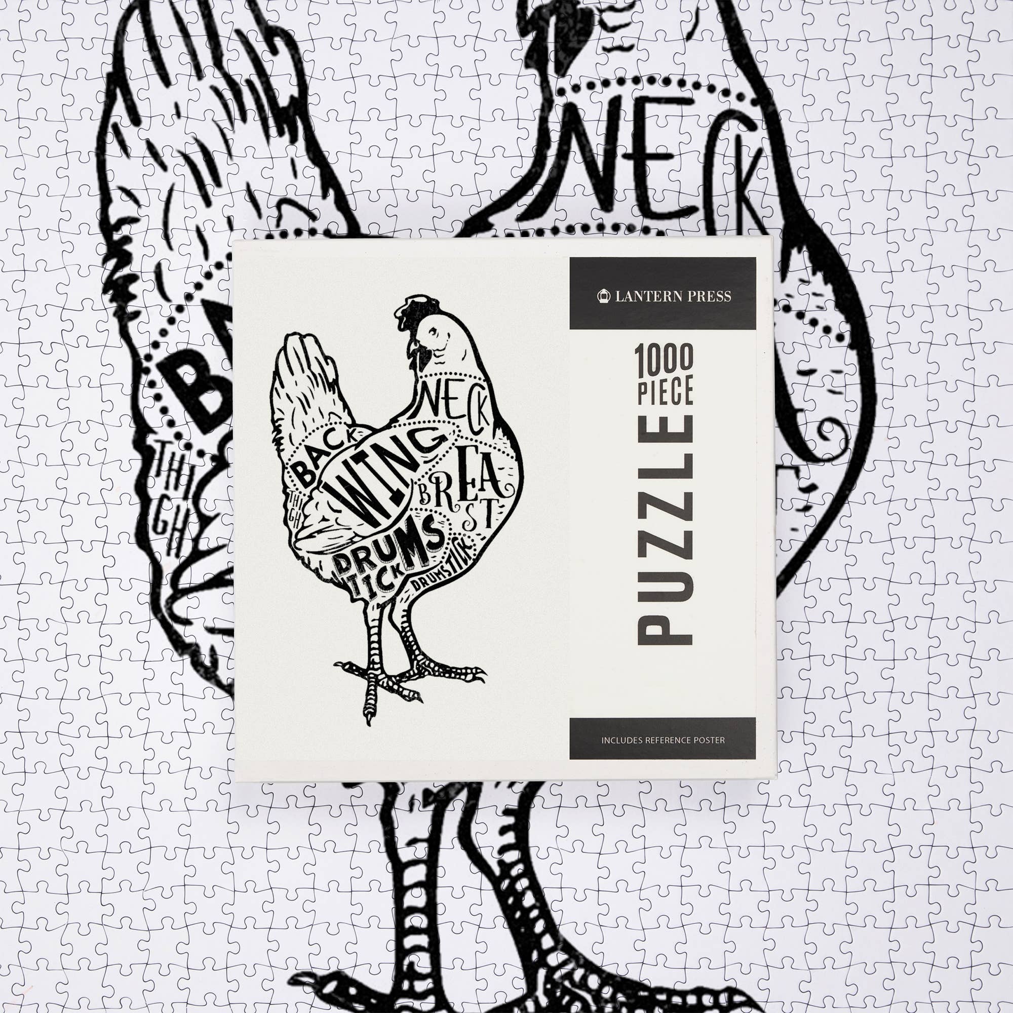 Lantern Press - Wholesale Puzzle - Adult - 1000 PIECE PUZZLE Chicken, Butchers Block Meat Cuts Chicken6