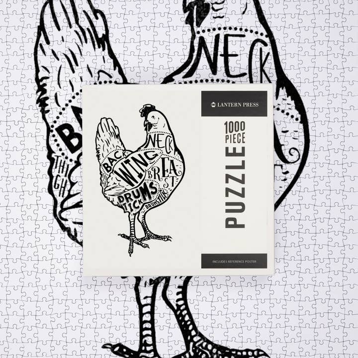 Lantern Press - Wholesale Puzzle - Adult - 1000 PIECE PUZZLE Chicken, Butchers Block Meat Cuts Chicken6
