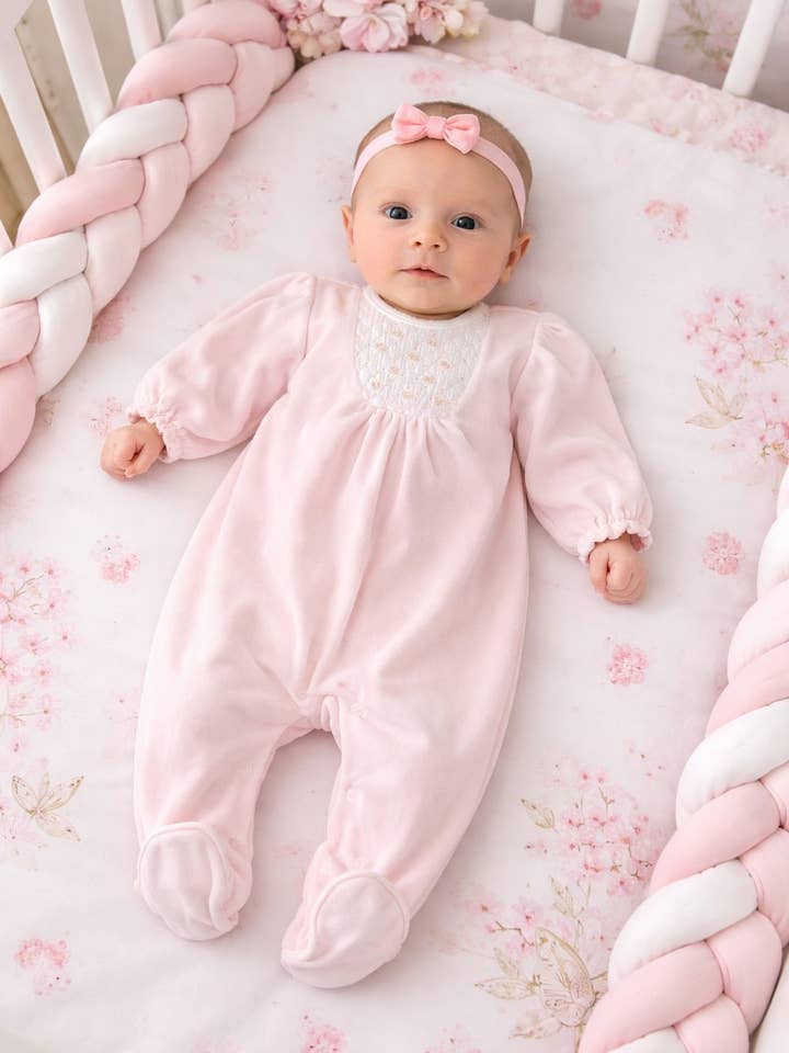 Blue Velour Diamond Baby Boy Footie for wholesale by Baby Threads