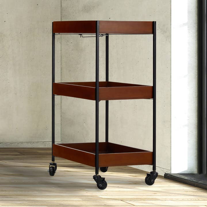 30.5"H Willamina Wood and Metal Storage Cart for wholesale by River of Goods