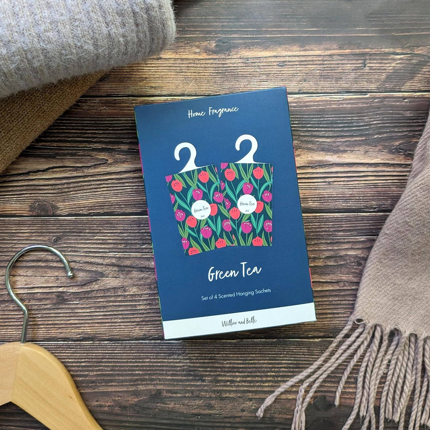 Robert Frederick Ltd – wholesale Sachet – Willow and Belle Scented Hanging Sachet - Set of 4 Green Tea - Tulips Design6