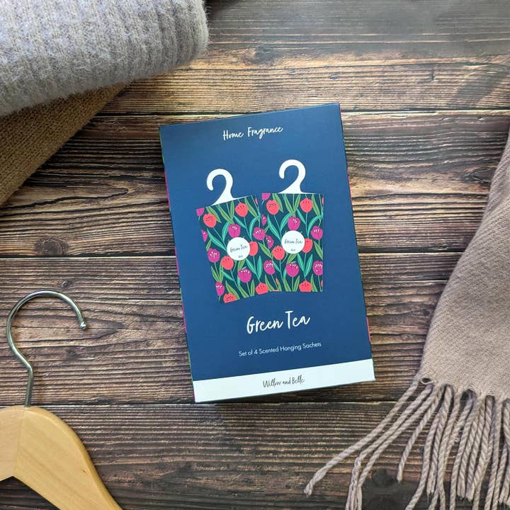 Robert Frederick Ltd – wholesale Sachet – Willow and Belle Scented Hanging Sachet - Set of 4 Green Tea - Tulips Design6