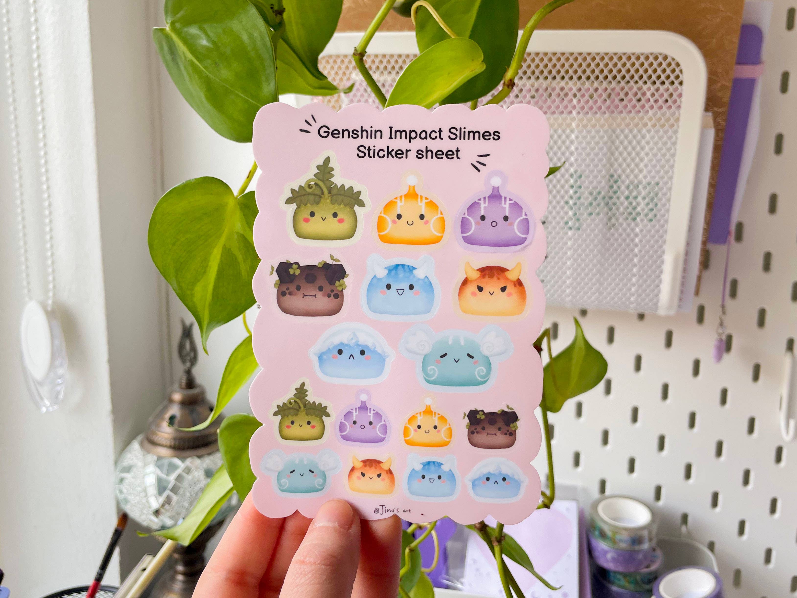 Jino's Art - Wholesale Sticker - Genshin Impact Element Slime sticker sheet - Cute Video Game
