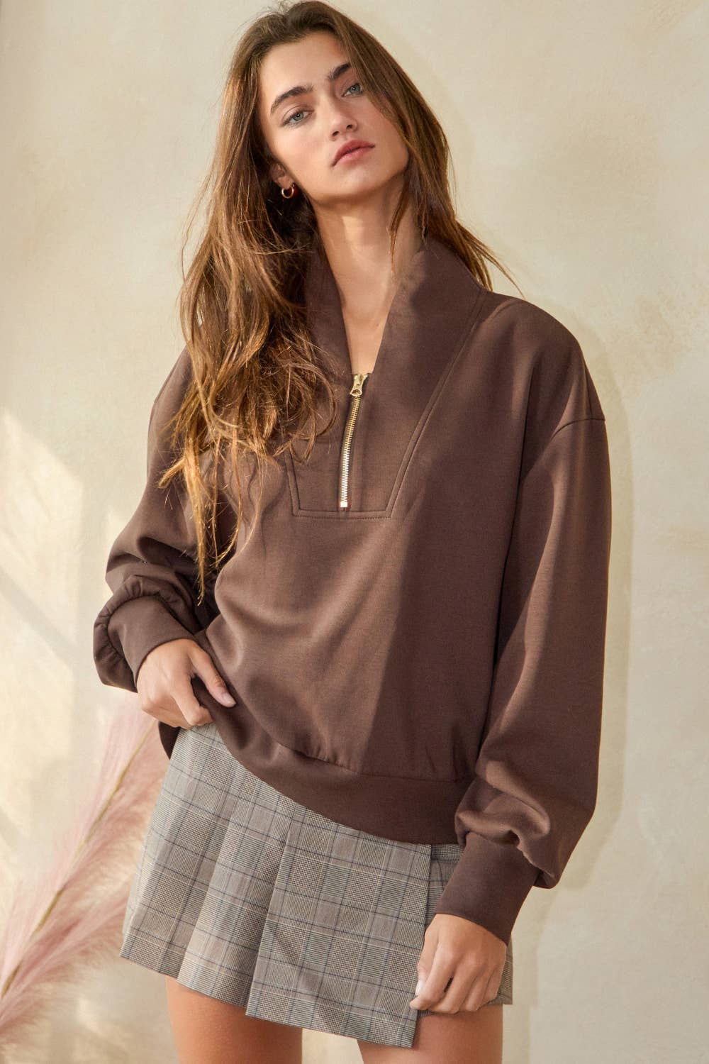 BUCKETLIST INC - Wholesale Sweatshirt - Women's - IT2154 Half Zip-up Scuba Sweatshirts62