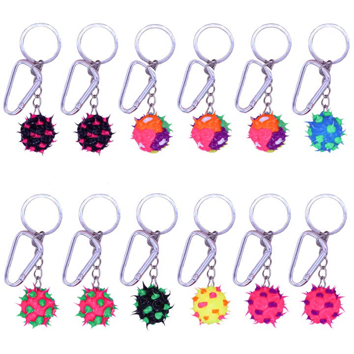 Natalia - Wholesale Keychain - Kids - Assorted Spiky Y2K Sensory Fidget Ball Keychains- SET 12