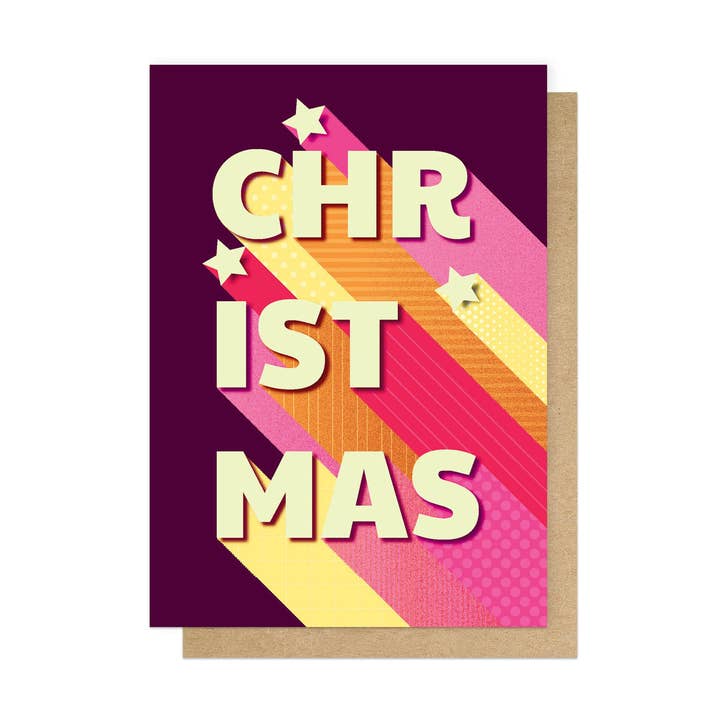 Christmas Festive Letters Greetings Card for wholesale by East End Prints - Greetings Cards & Postcards