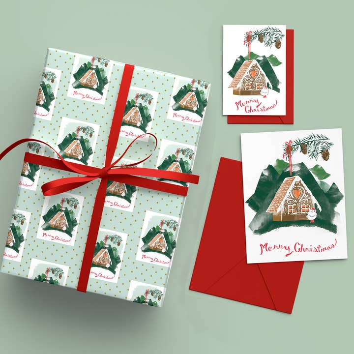 Ensemble de Noël : nichoir en pain d'épices pour la vente par Driscoll Design