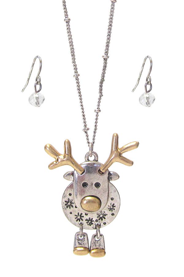 Jewelry Max - Wholesale Jewelry Set - ( B011 ) CHRISTMAS RUDOLPH REINDEER NECKLACE SET