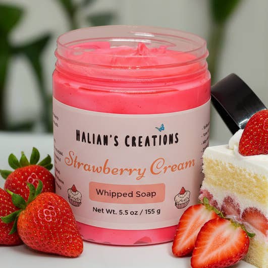 Strawberry Cream Whipped Soap for wholesale by Halian's Creations