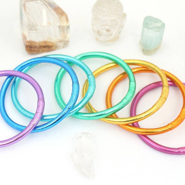 Woman Shops World - Wholesale Bangle Bracelet - Single Rainbow Thai Buddhist Temple Bracelet, Mantra Bangle5