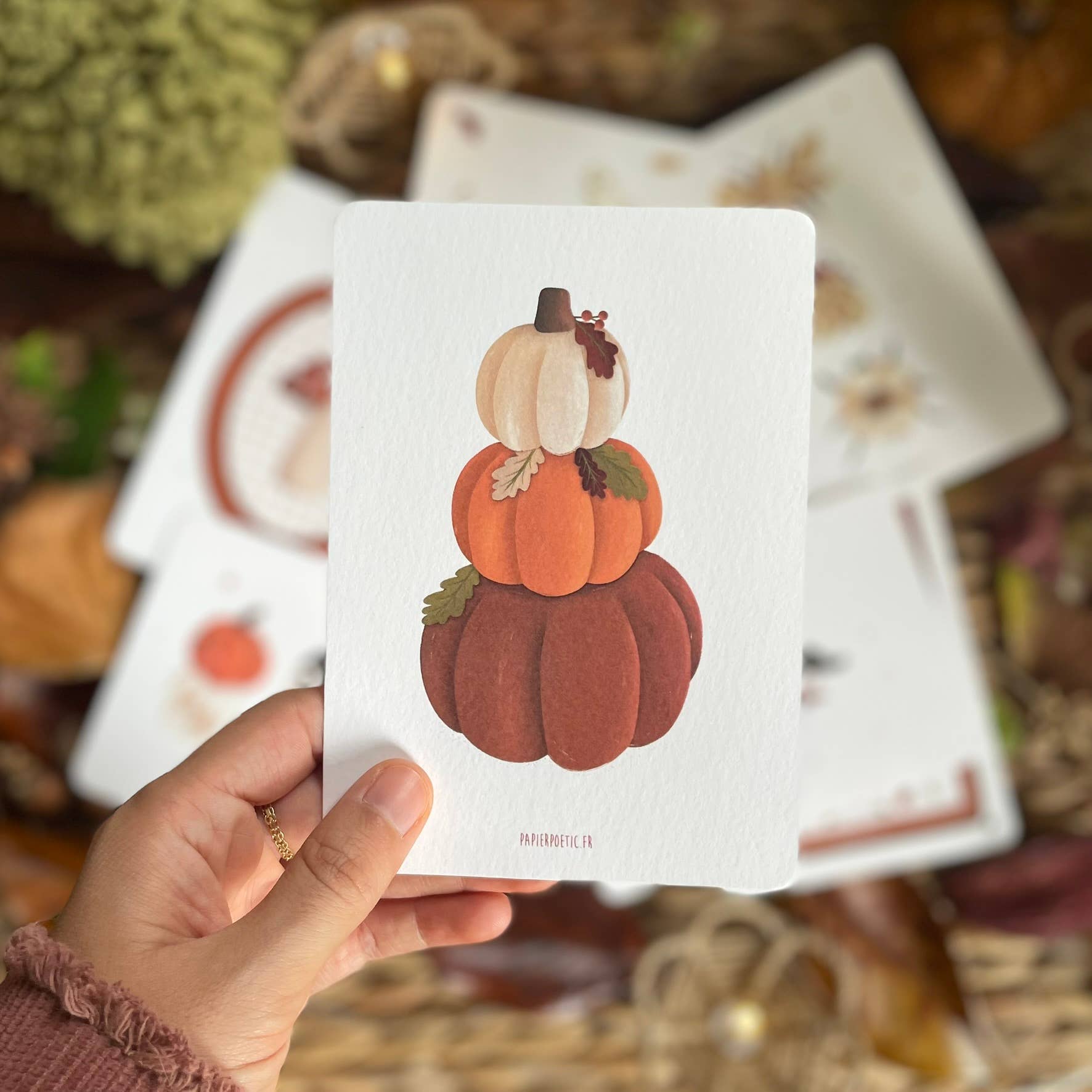 Papier Poetic - Vente Cartes postales - Carte Postale / Card "Pile de citrouilles"2