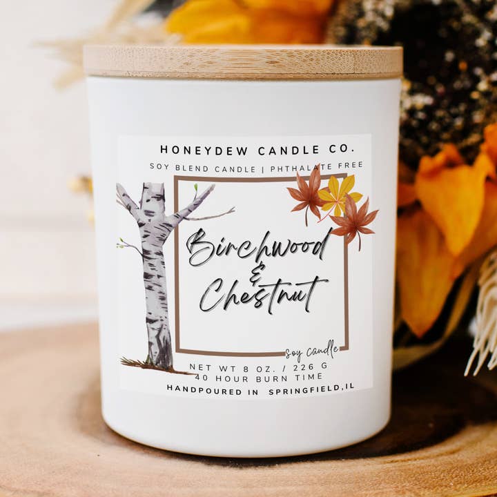Vela Castanheiro 8 oz por atacado de Honeydew Candle Co.