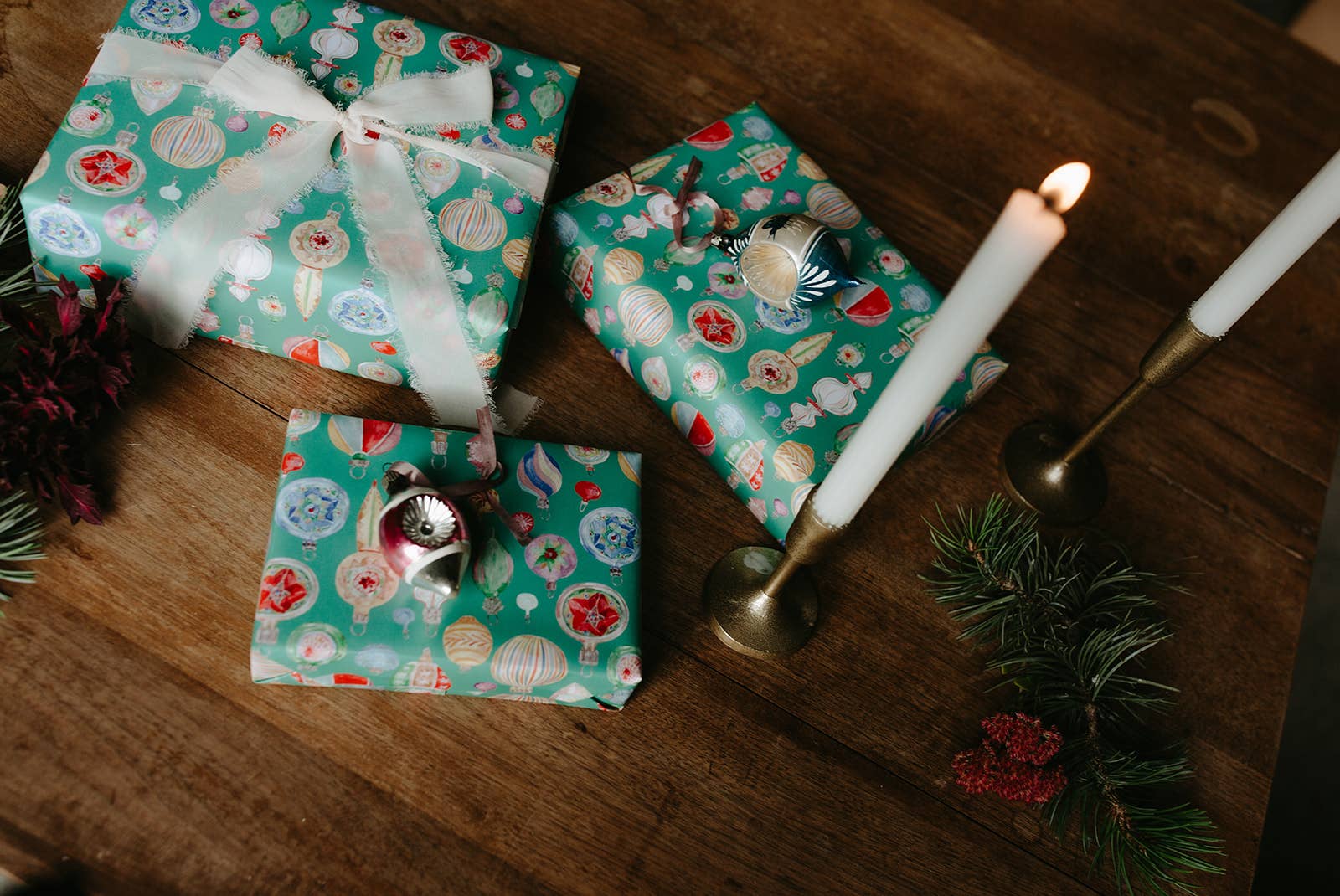 Lana's Shop - Wholesale Wrapping Paper Roll - Vintage Ornaments Gift Wrap Roll4