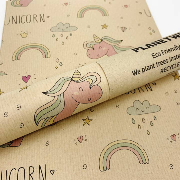 PlanetWrapIt – Engroshandel Indpakningspapir – Unicorn genanvendt kraftgavepapir7
