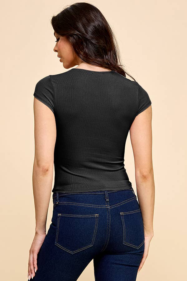 Heart & Hips – wholesale Knit top – Women's – RT53909A - DOUBLE LINED CREW NECK TOP5