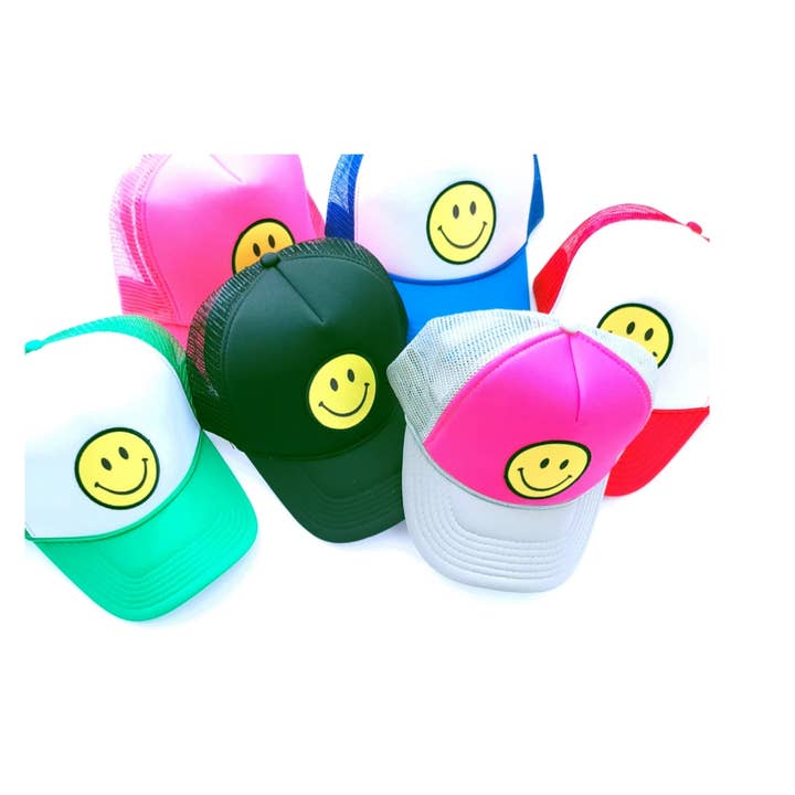 The Candy Collections - Wholesale Trucker Hat - Women's - Smiley Face Patch Vintage Trucker Hat cap unisex camo Fall