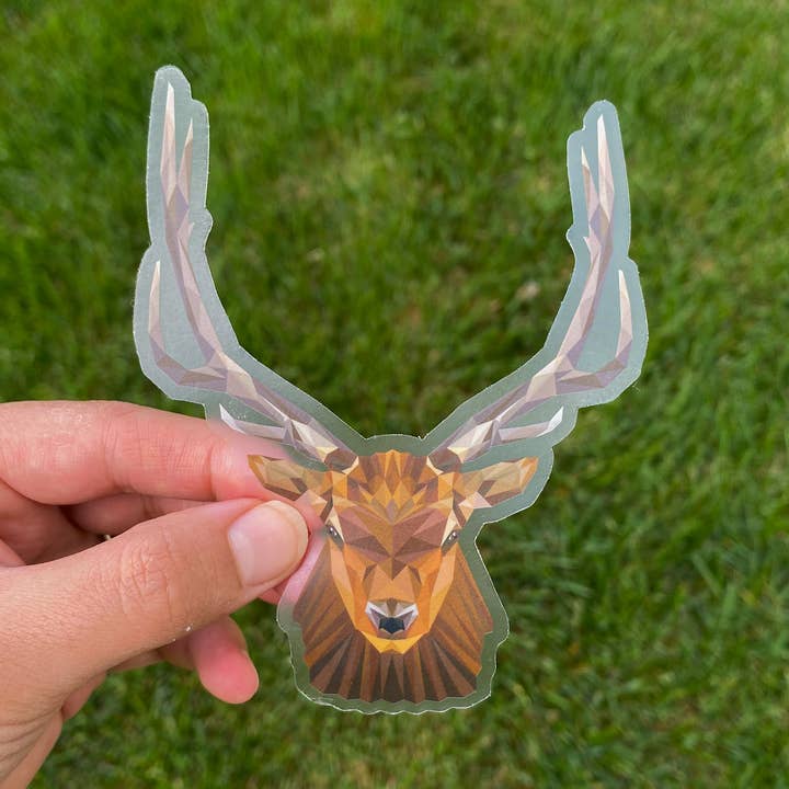 Geometric Elk Clear Sticker for wholesale by Aspen Designs