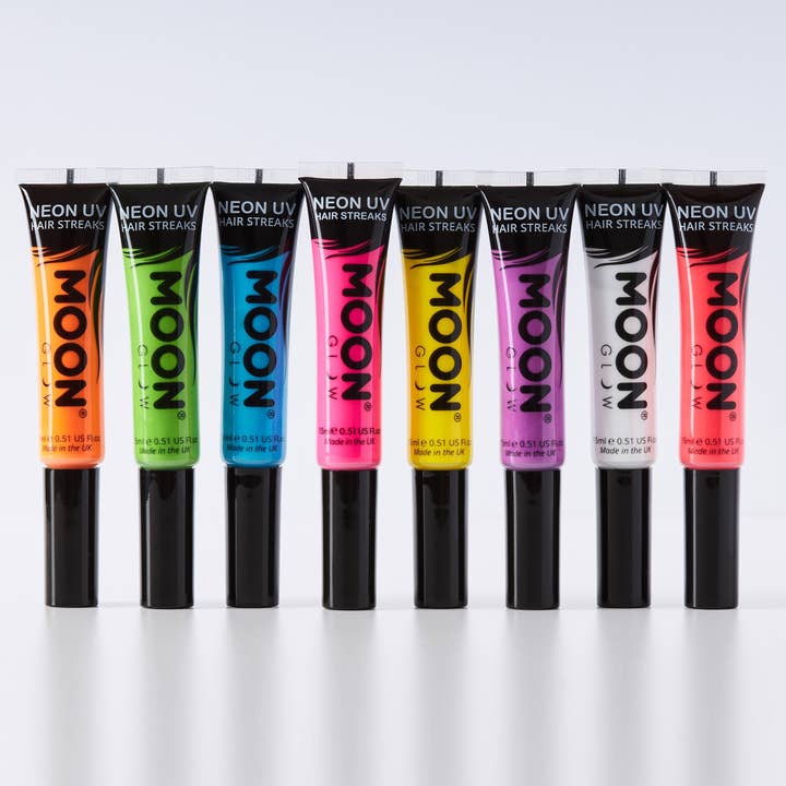 Neon UV Glow Blacklight Hair Streaks for wholesale by Moon Makeup