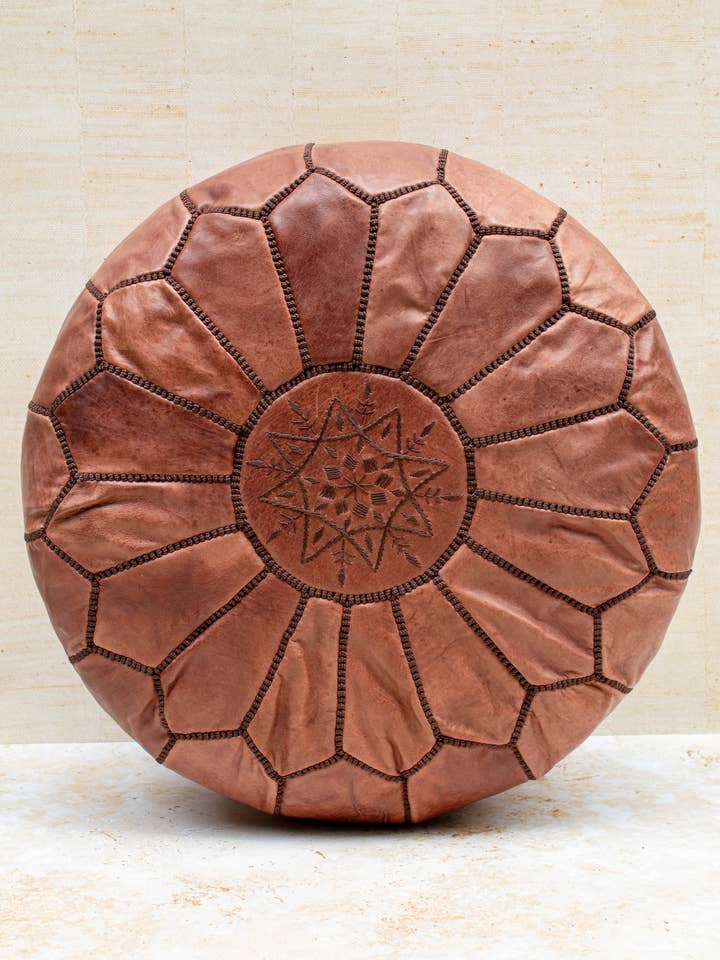 Marockansk läderpuff – Tan för wholesale av Maison Berber