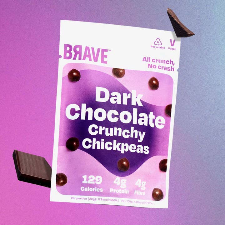 BRAVE Crunchy Chickpeas Dark Chocolate for wholesale by BRAVE