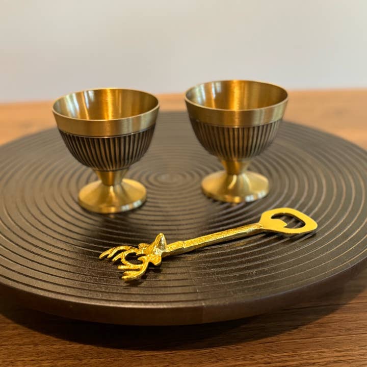 Artisanal - Wholesale Serve Bowl - Om Gold dessert / snack bowls - solid brass - set of 2 5