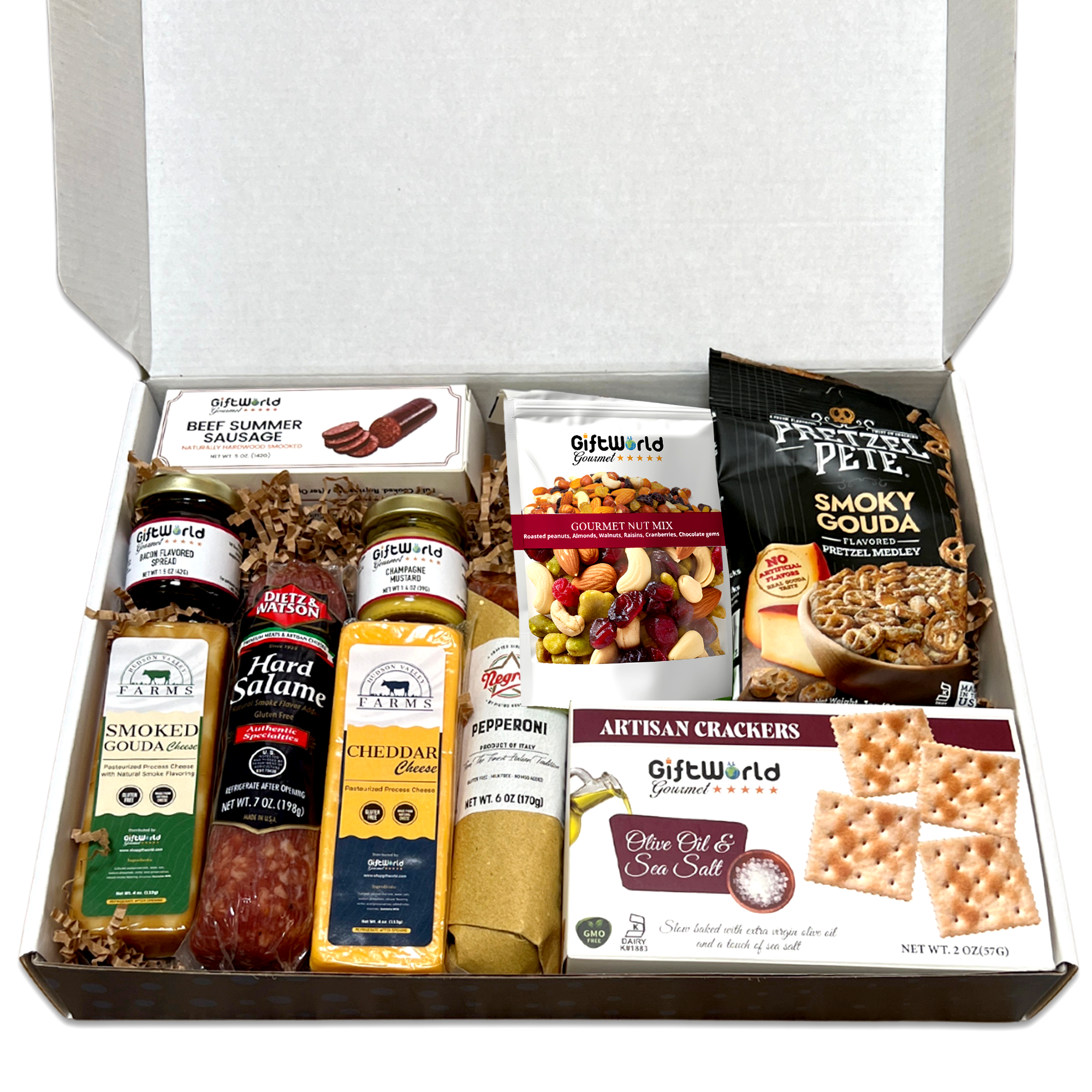 GiftWorld - Wholesale Food Gift Basket - Deluxe Gourmet Meat, Cheese, Snacks Gift Box - Shelf Stable2