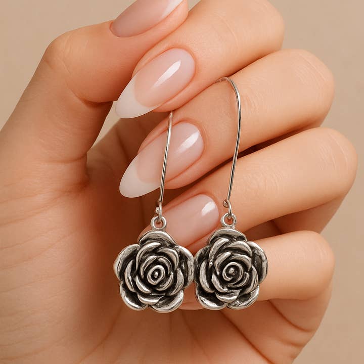 Wild & Free - Wholesale Dangle Earrings - Pendientes de Rosa de Estilo Vintage