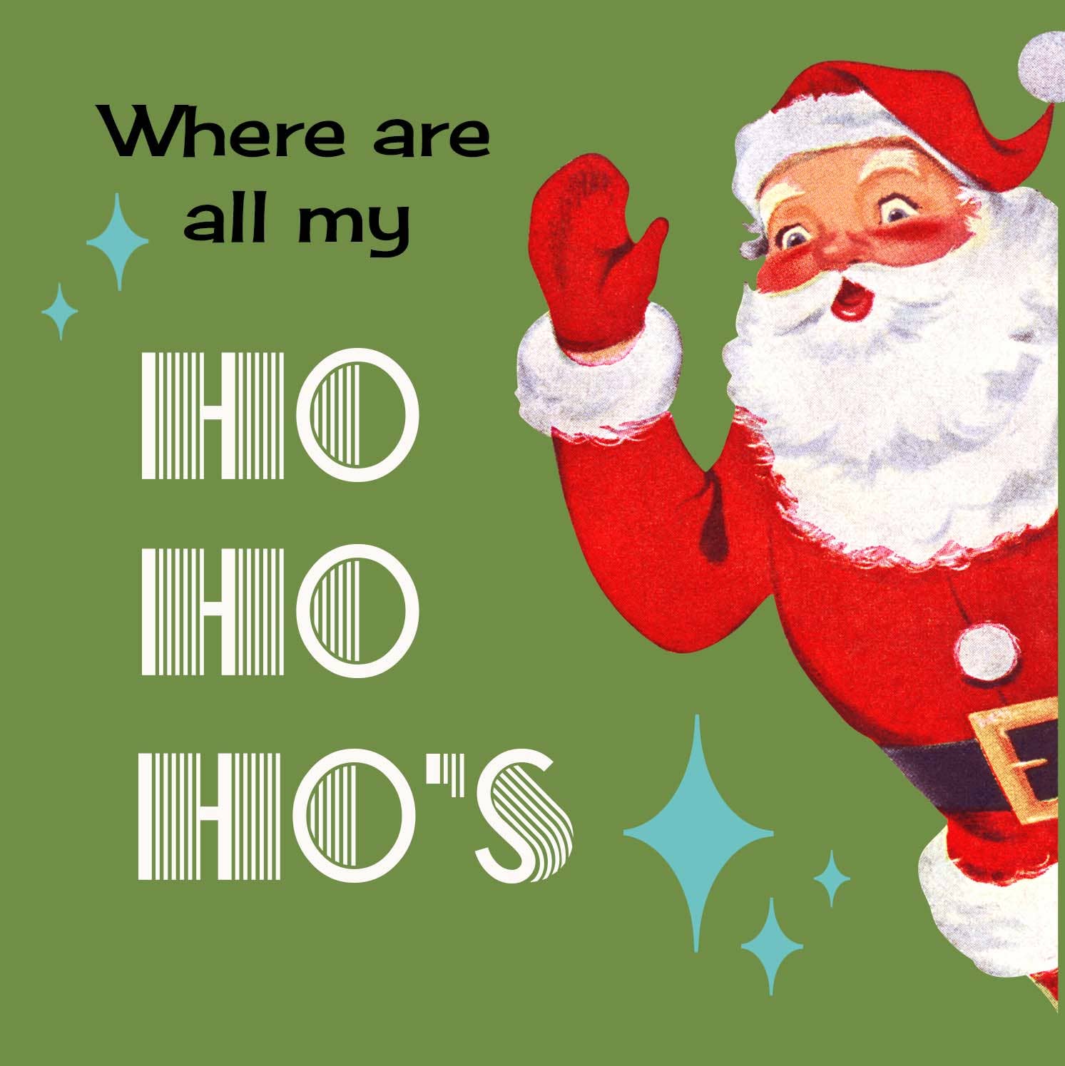 Mod Lounge Paper Company - Wholesale Disposable Napkin - Funny Retro Santa Ho's Xmas Holiday Cocktail Beverage Napkin3