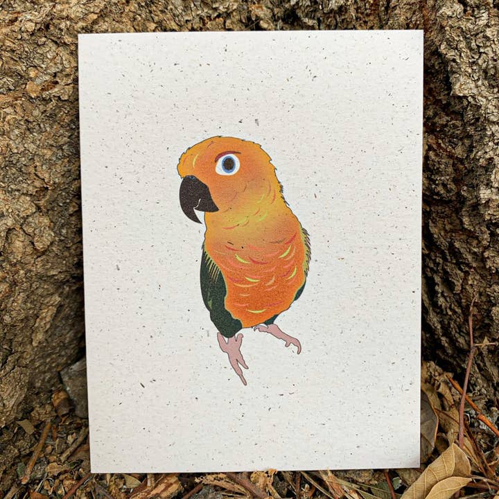 Tarjeta de felicitación de cáñamo Sun Conure en blanco para venta al por mayor de Hakuna Matata Vibes