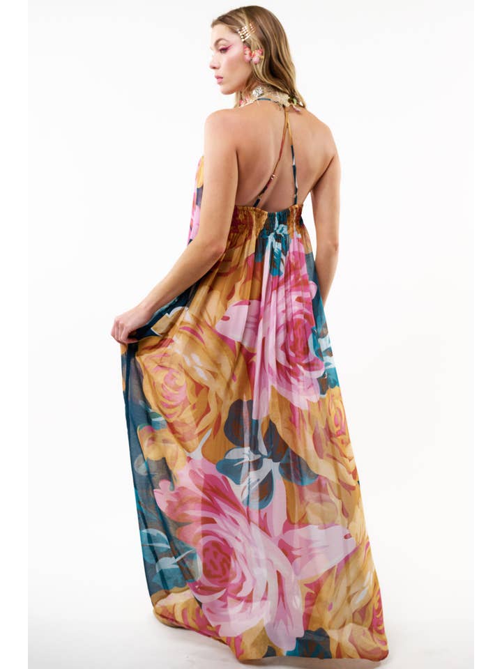 Teal rose Exotic Maxi Dress for wholesale on Faire