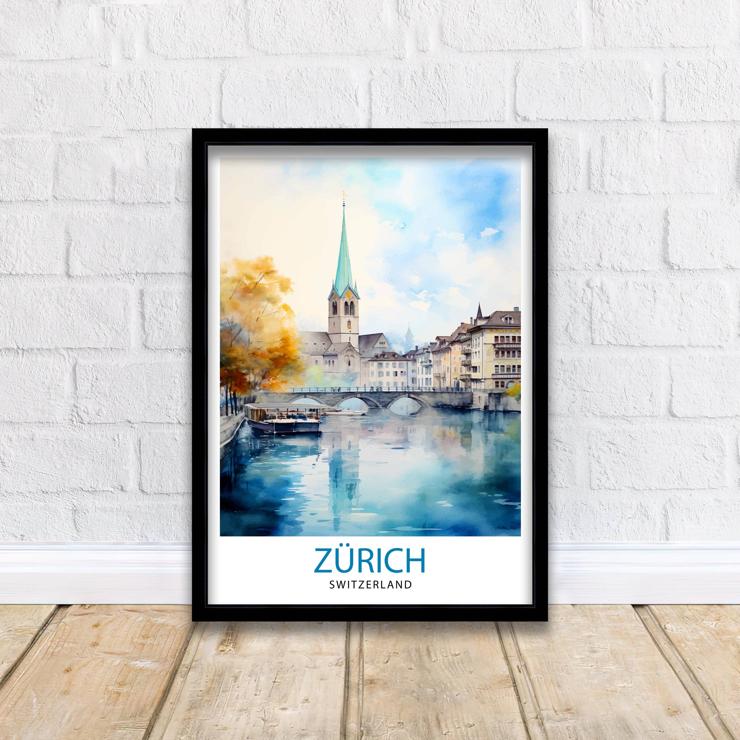InkNPrintz – wholesale Art print – Zurich Switzerland Travel Poster Zurich4