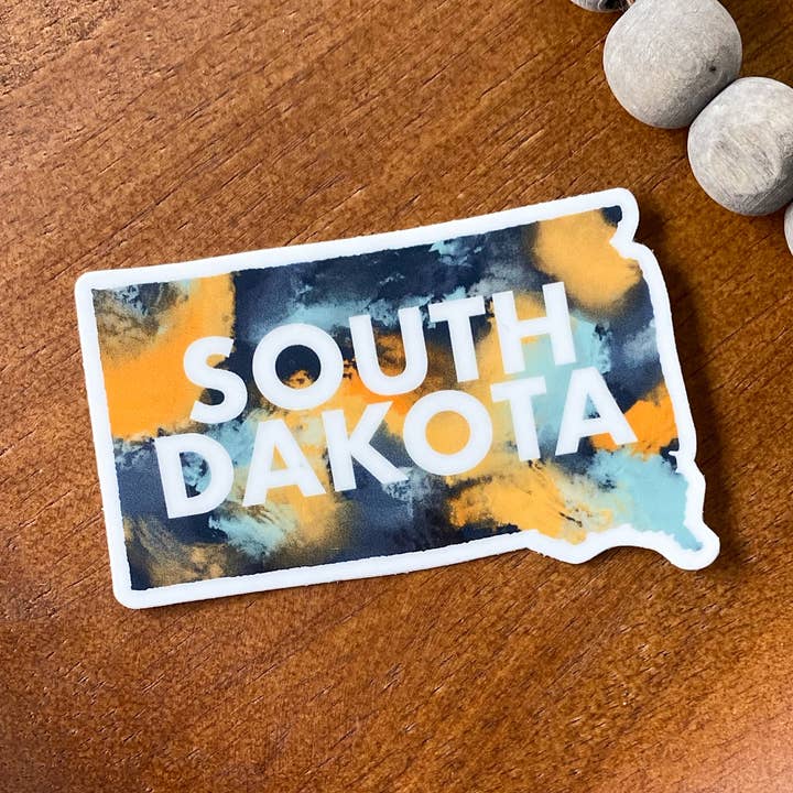 Blue and Yellow South Dakota State Sticker for wholesale by Standish Design Studio