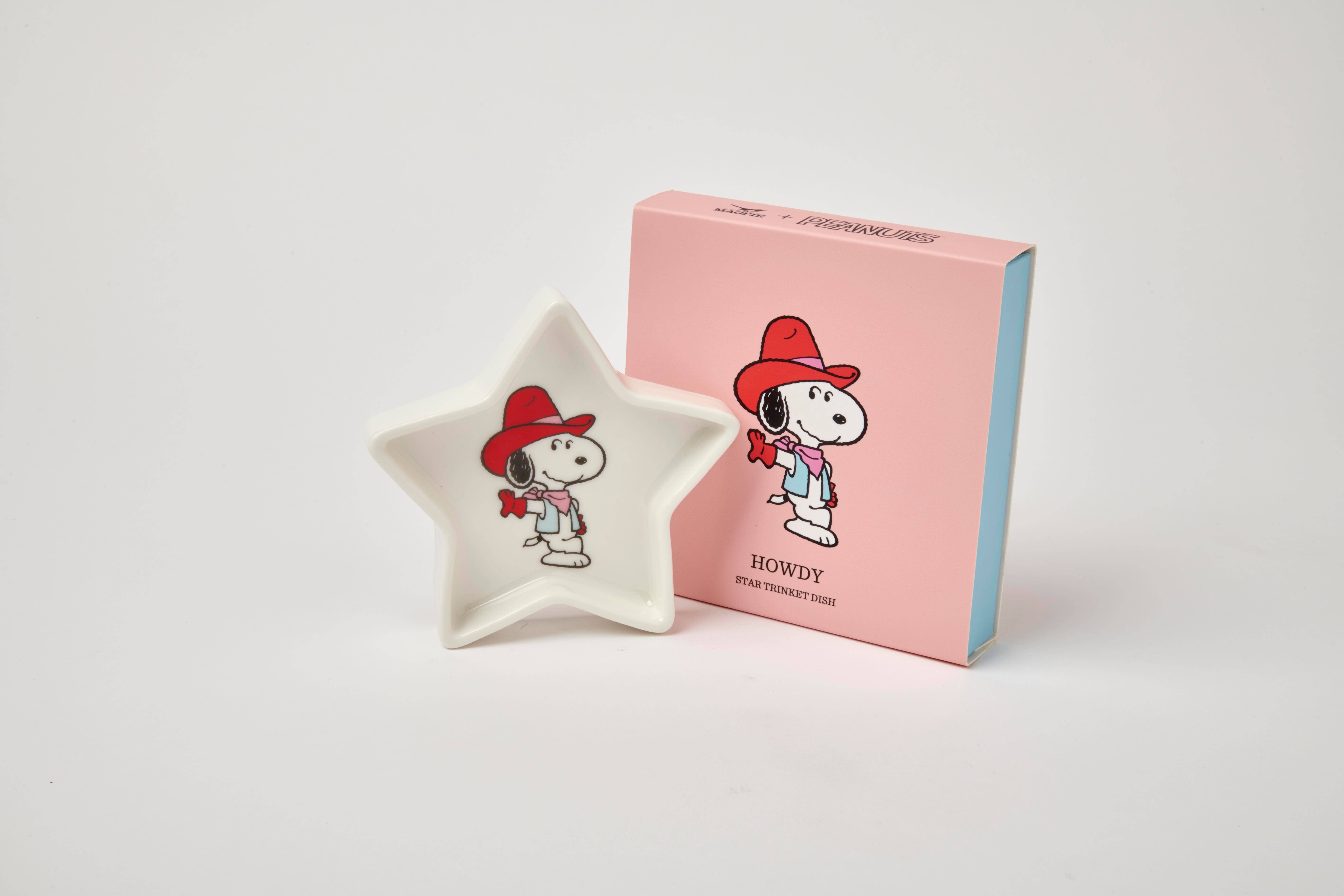 Magpie - Venta al por mayor Joyero de plato - Platillo estrellado de cerámica vegana Peanuts con diseño de Snoopy cowboy1