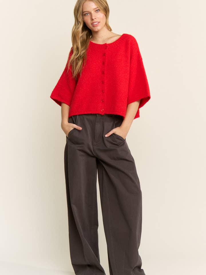 CANDESCENT - Wholesale Cardigan - Women's - Cropped Boxy Soft Knit Cardigan - LOU CARDIGAN23