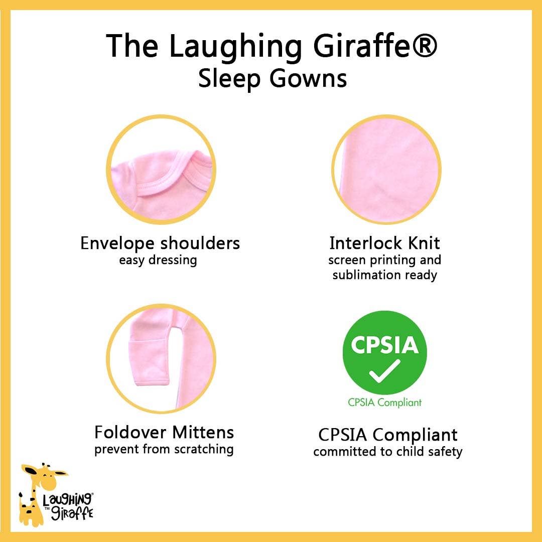 Laughing Giraffe – wholesale Klänning - Baby – Spädbarnsbaby Bomull Tom sovklänning med vantar Unisex6