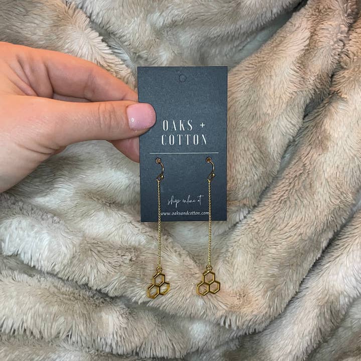 Honeycomb øreringe | 14 k forgyldt kroge for engroshandel hos Oaks and Cotton