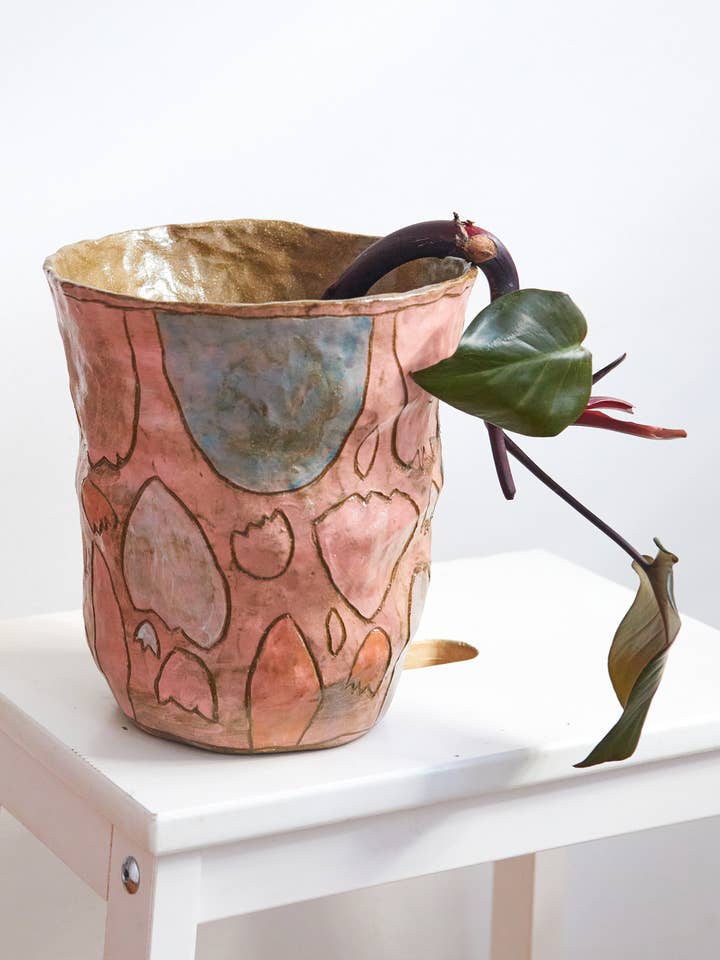 Planter, Large - Layered Sgraffito for wholesale by Kerri Brewer Studio