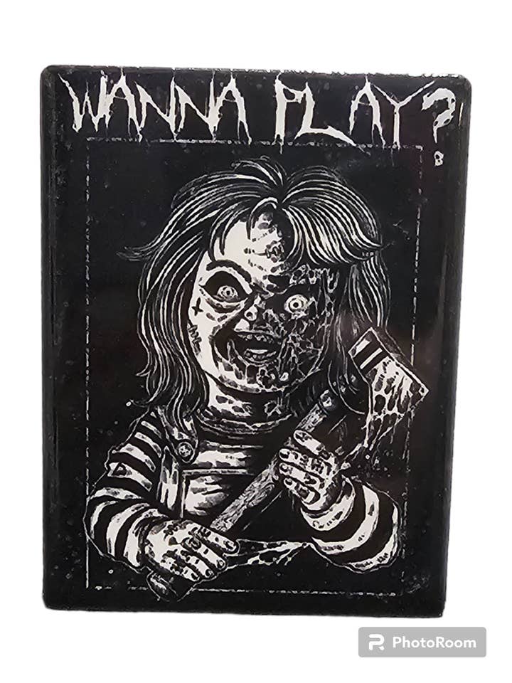 Horror Magnet- "Wanna Play?" for wholesale by Wild Wolf Halloween
