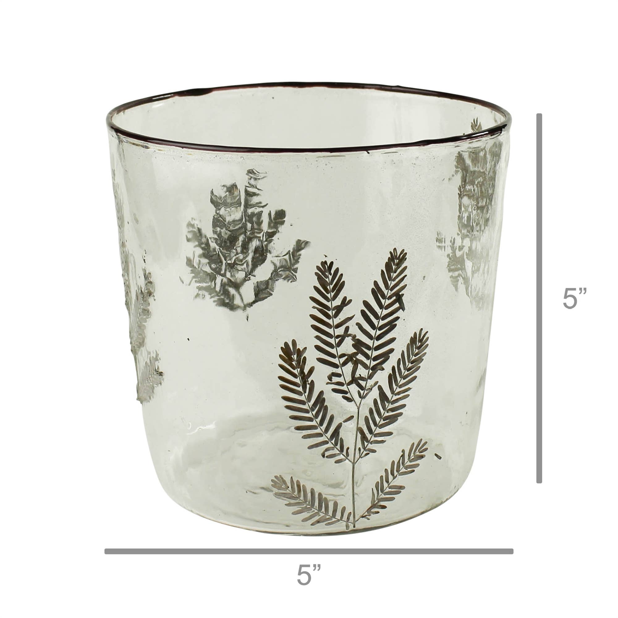 Clear Green Enameled Fern Hurricane - Med for wholesale on Faire1